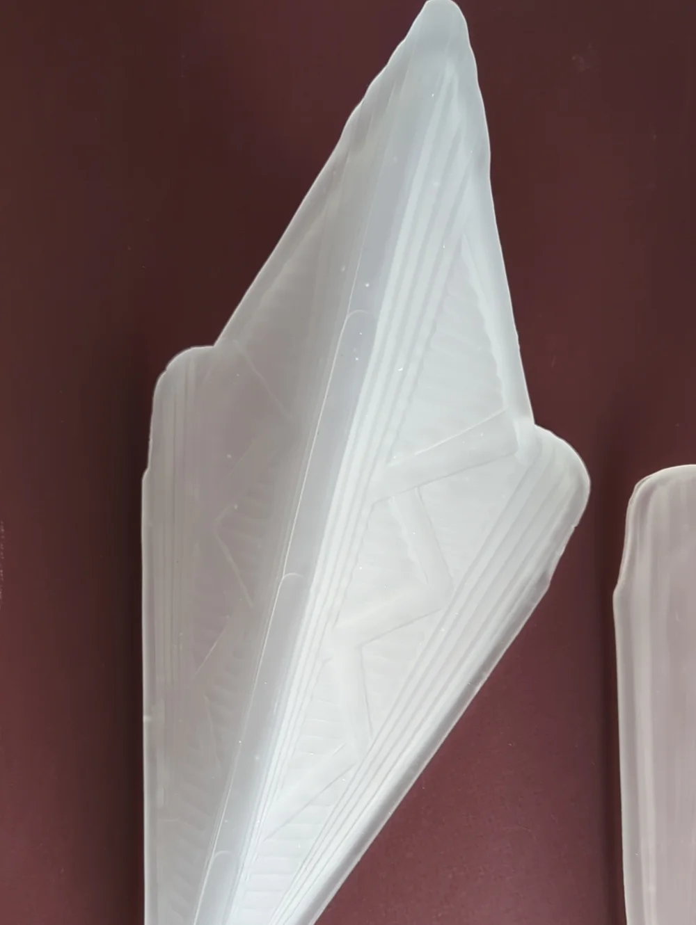 ANTIQUE Art Deco French Frosted Glass Slip Shades Set of Two